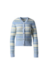 SOFT WOOL STRIPE CARDIGAN / BLU