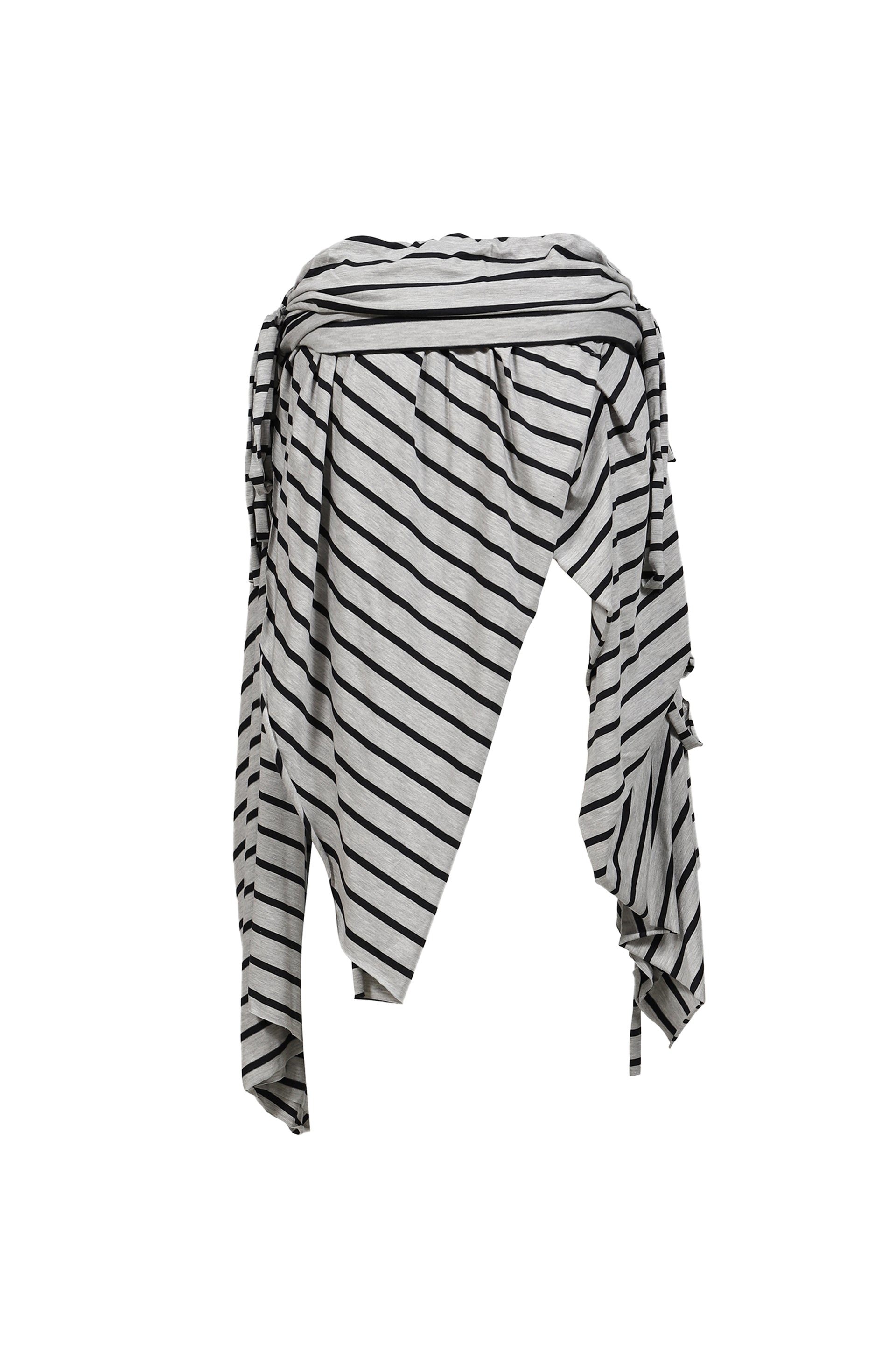 STRIPED JERSEY SKIRT KNIT / GRY