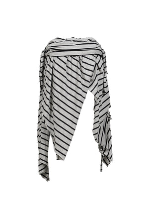 STRIPED JERSEY KNIT SKIRT / GRY