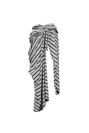 STRIPED JERSEY KNIT SKIRT / GRY