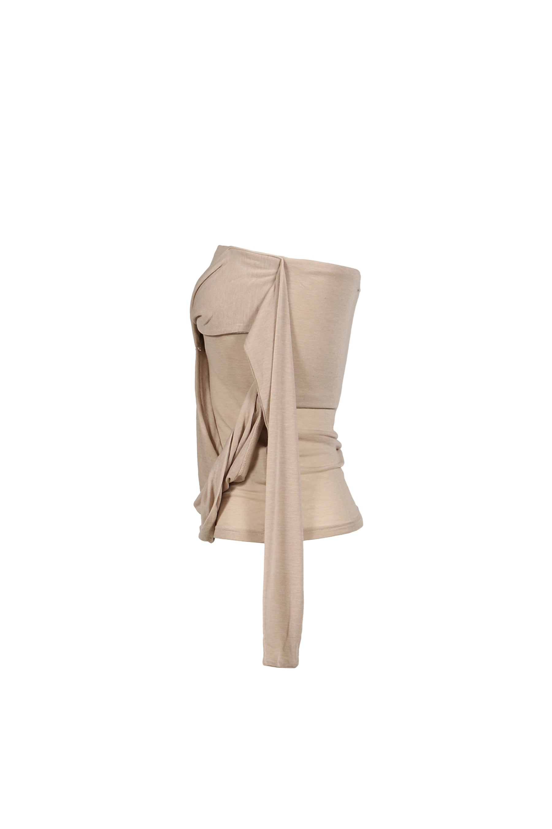 SIGNATURE DRAPE TUBE TOP / BEI