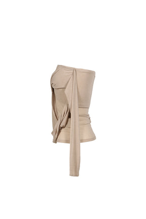 SIGNATURE DRAPE TUBE TOP / BEI