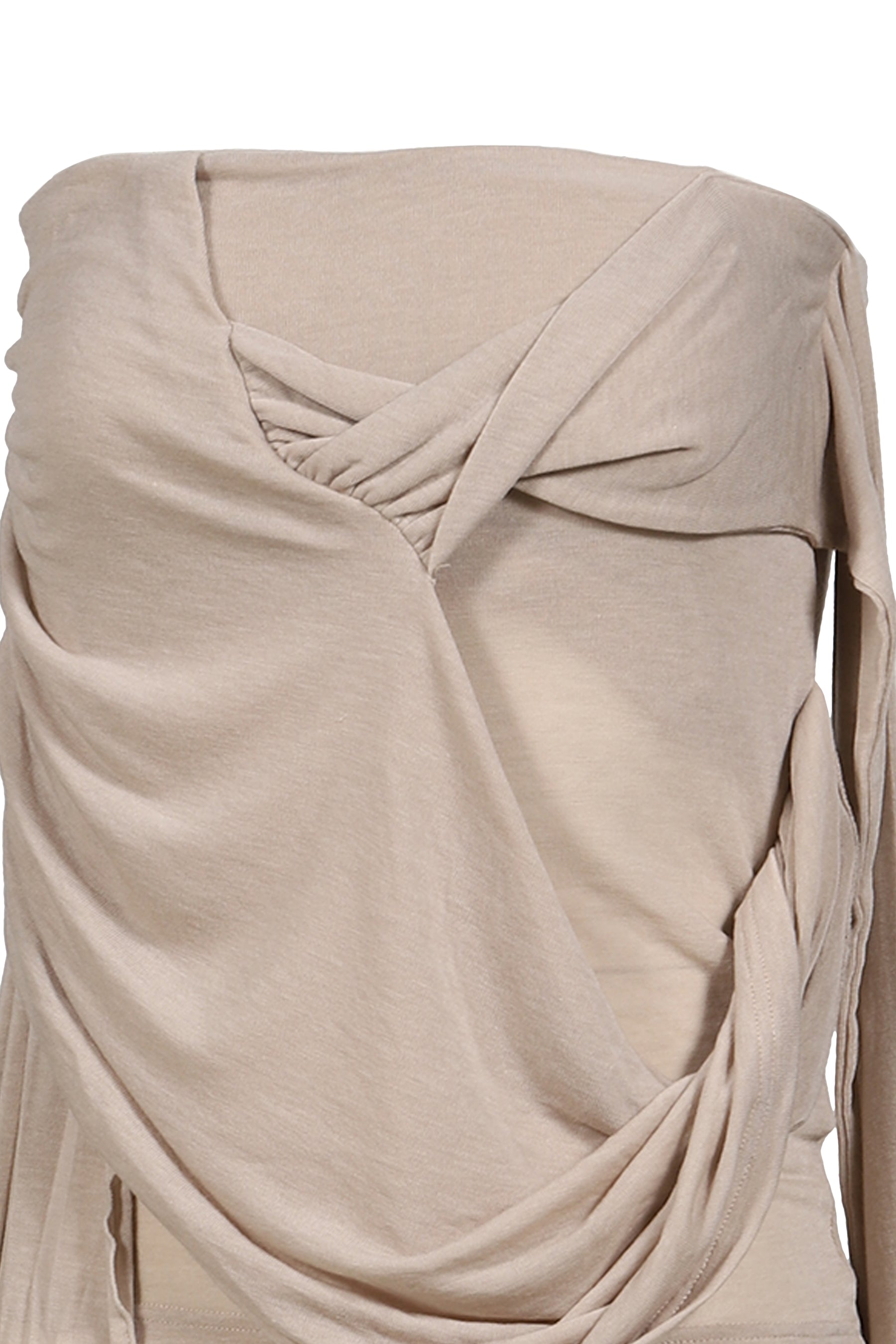 SIGNATURE DRAPE TUBE TOP / BEI
