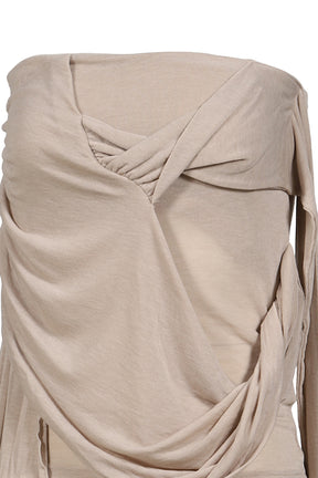 SIGNATURE DRAPE TUBE TOP / BEI
