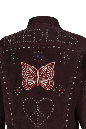 STUDDED JEAN JACKET - 14W CORDUROY / BUR 