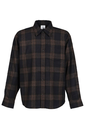 EMBROIDERED METAL LOGO FLANNEL SHIRT / BLK