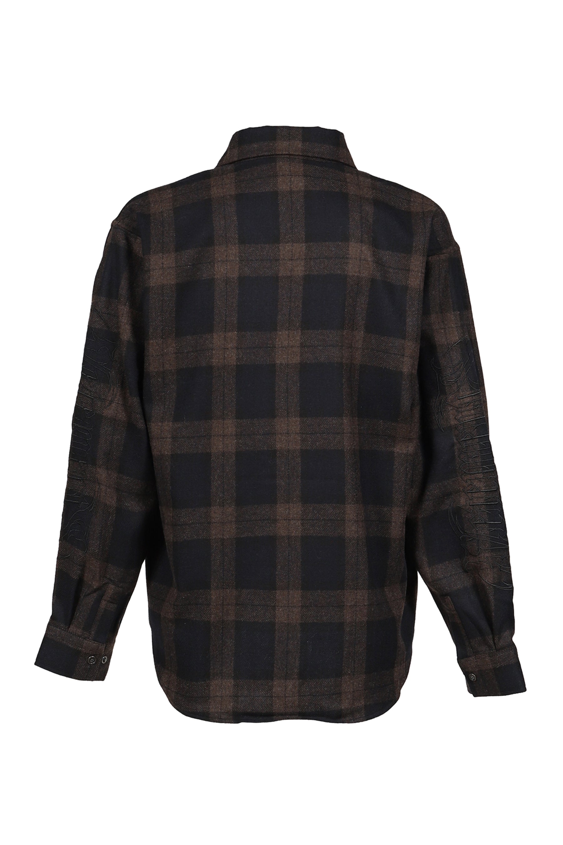 EMBROIDERED METAL LOGO FLANNEL SHIRT / BLK