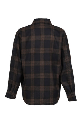 EMBROIDERED METAL LOGO FLANNEL SHIRT / BLK