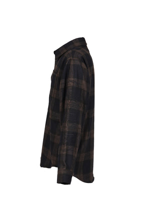 EMBROIDERED METAL LOGO FLANNEL SHIRT / BLK