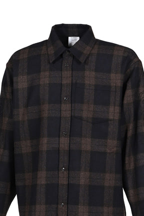 EMBROIDERED METAL LOGO FLANNEL SHIRT / BLK