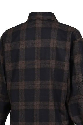 EMBROIDERED METAL LOGO FLANNEL SHIRT / BLK