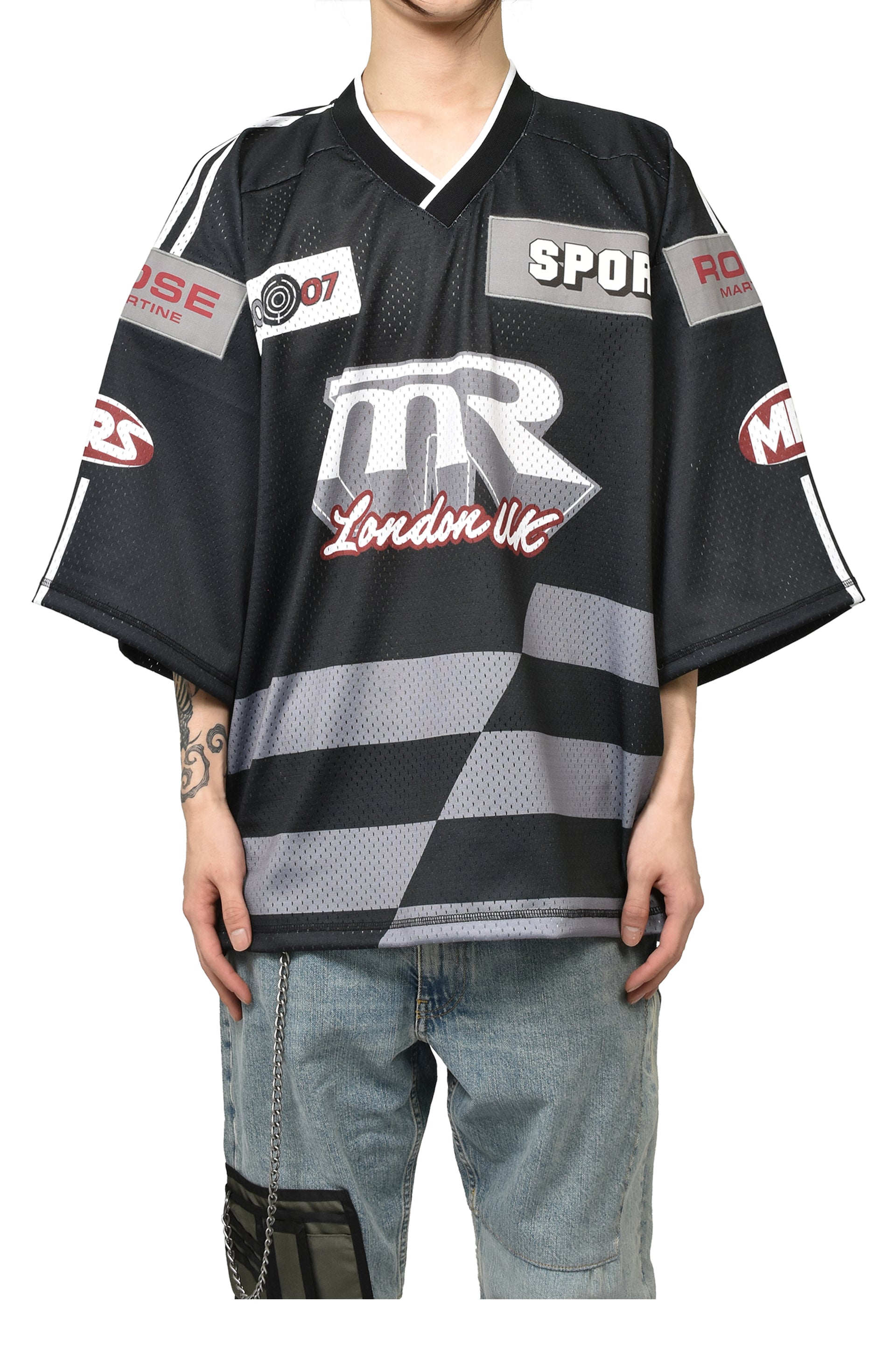 OVERSIZED HOCKEY TOP / BLK GRY 