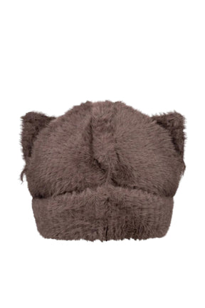 FLUFFY CHUNKY EARS BEANIE / BROWN