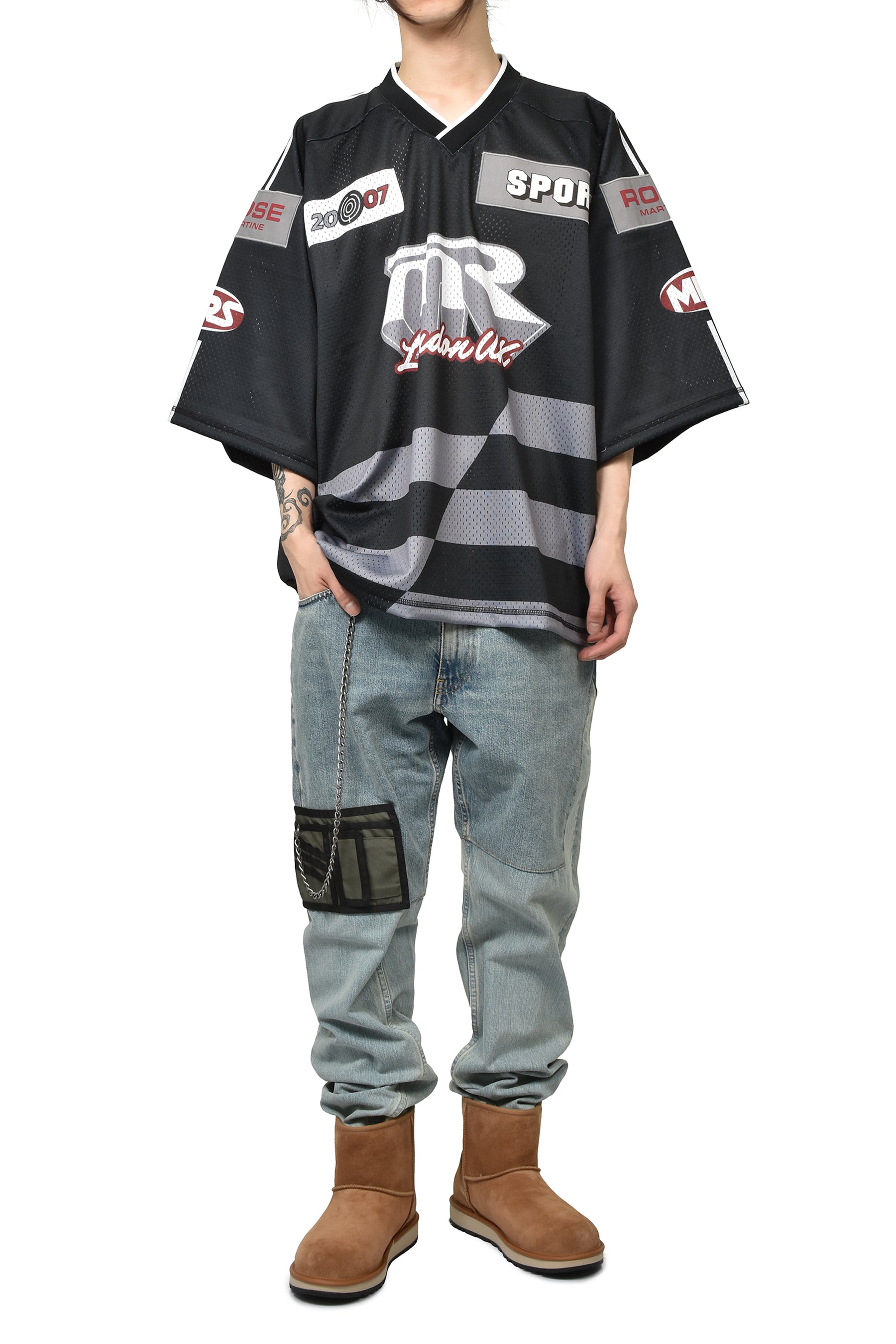 OVERSIZED HOCKEY TOP / BLK GRY 