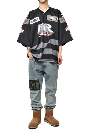 OVERSIZED HOCKEY TOP / BLK GRY 