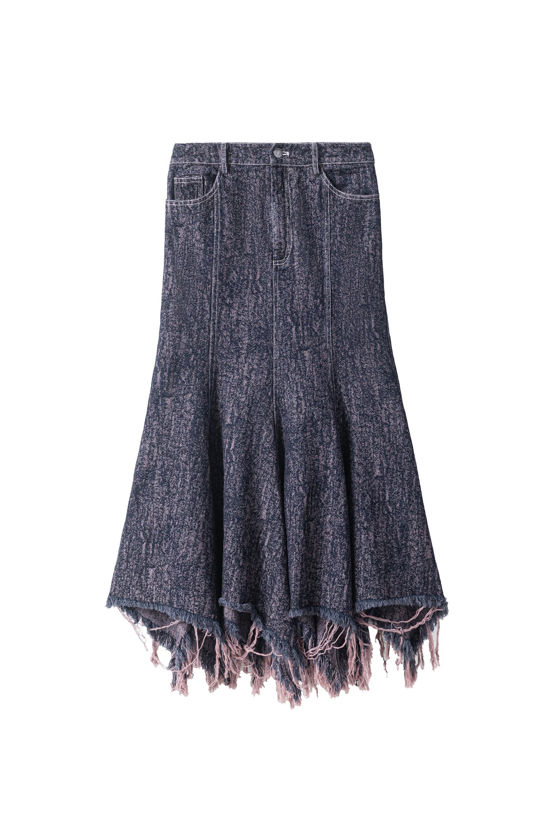 YUEQI QI ユェチ・チ FW23 FRAYED DENIM SKIRT / PRP -NUBIAN