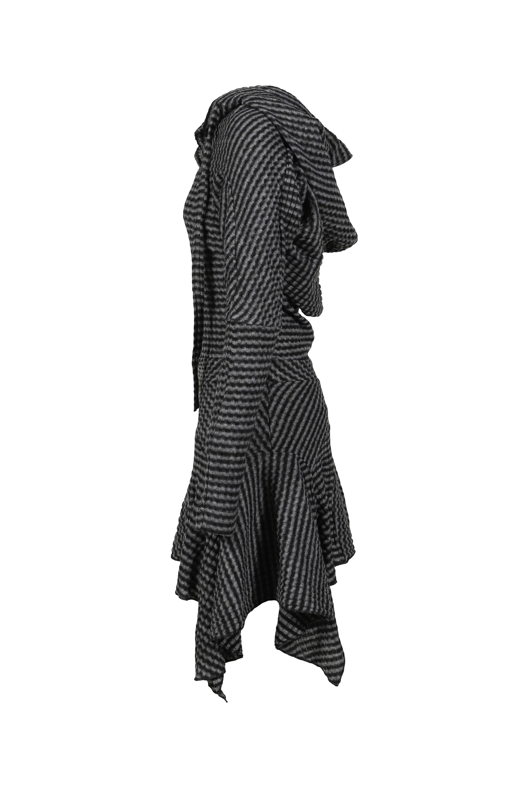 BLACK & WHITE STRIPED KNIT HOODIE DRESS / BLK