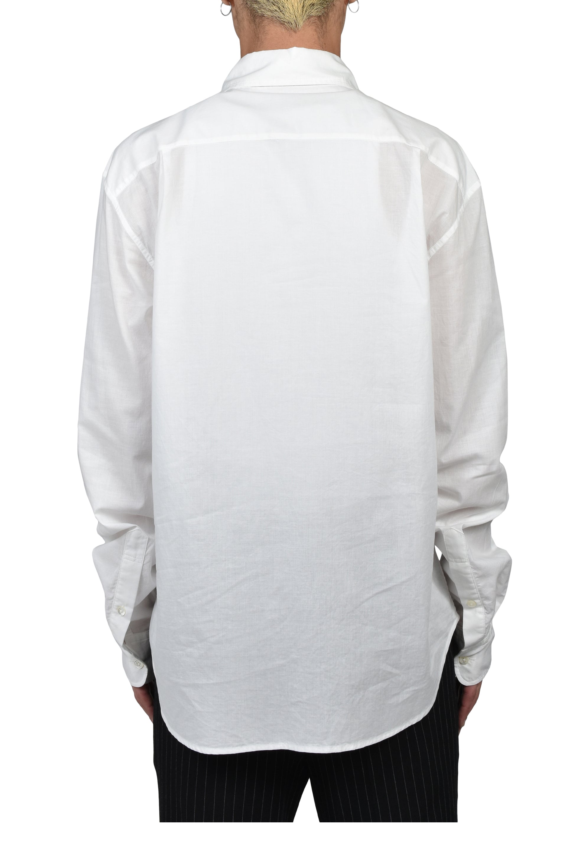 WESSEL BOTTON DOWN SHIRT WITH MONOGRAM EMBROIDERY / WHT