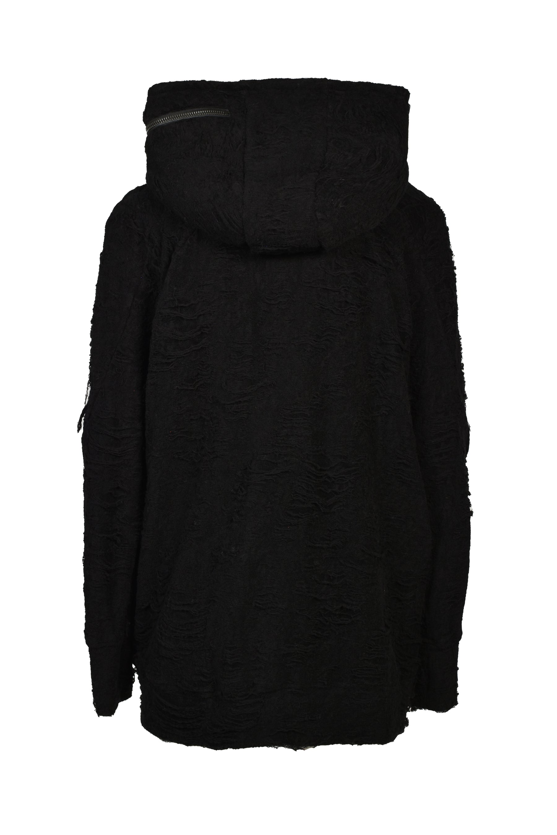 DAMAGE PILE ZIP UP HOODIE / BLK