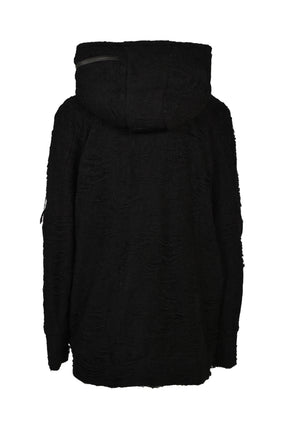 DAMAGE PILE ZIP UP HOODIE / BLK