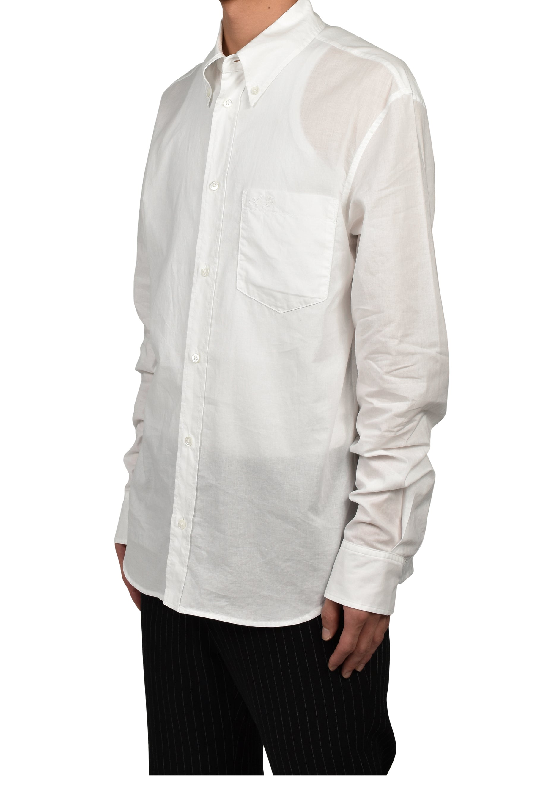 WESSEL BOTTON DOWN SHIRT WITH MONOGRAM EMBROIDERY / WHT