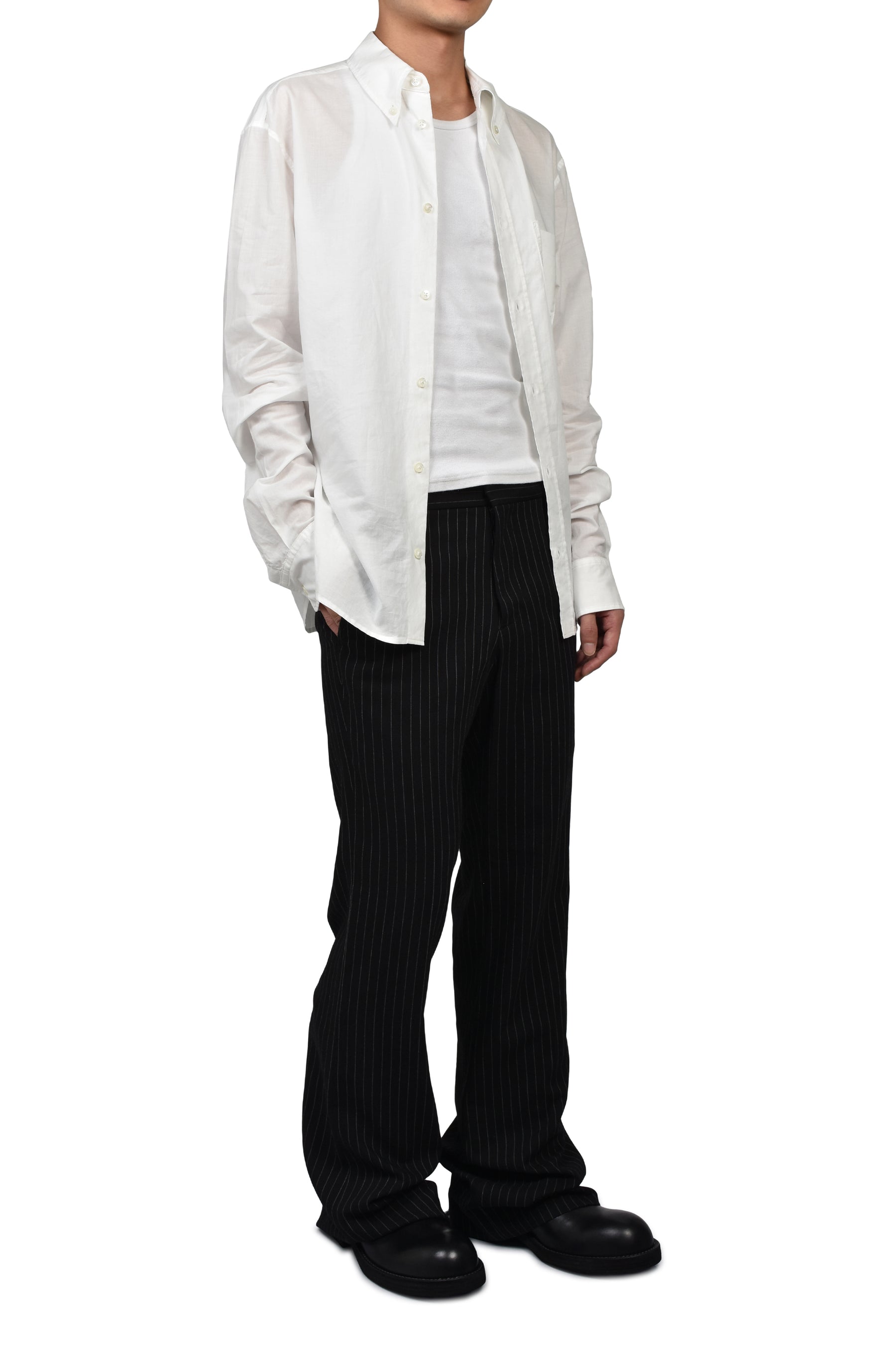 STEFAN FLARED CROPPED TROUSERS / BLK GRY