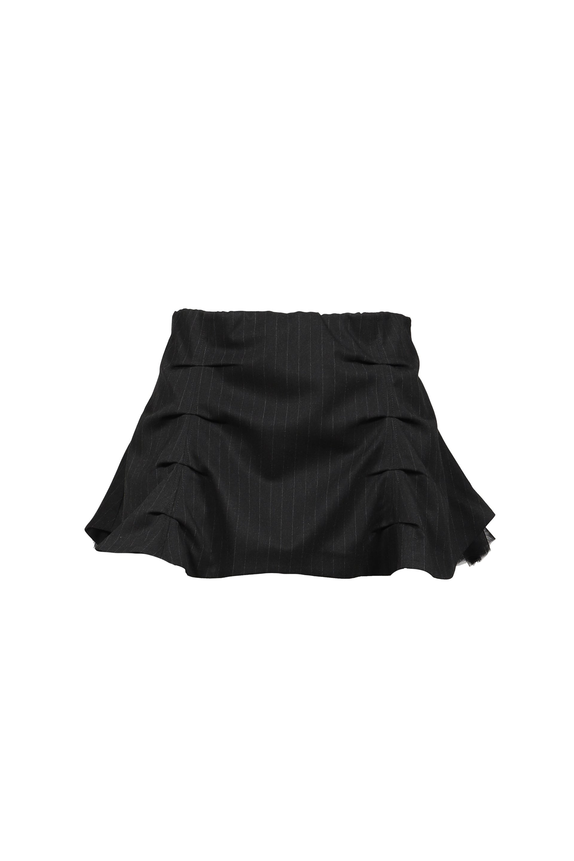 PLEATED MINI TULLE SKIRT PINSTRIPE BLACK / BLK