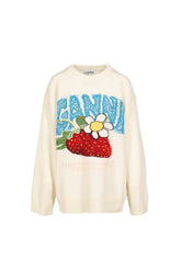 OVERSIZED GRAPHIC WOOL MIX SWEATER / EGRET