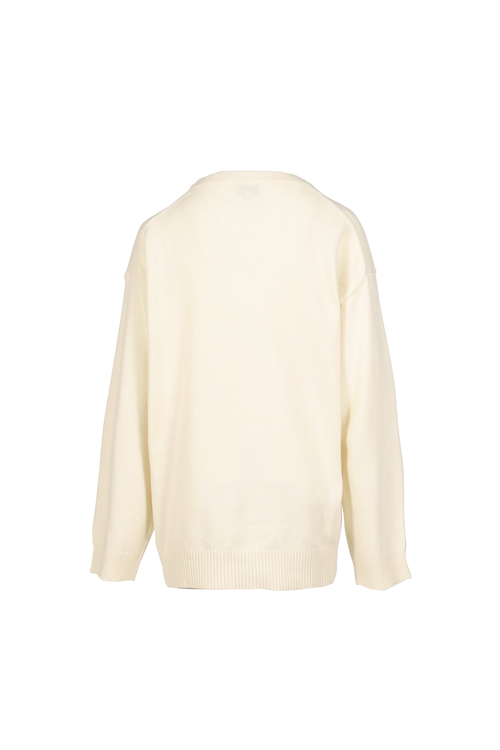 OVERSIZED GRAPHIC WOOL MIX SWEATER / EGRET