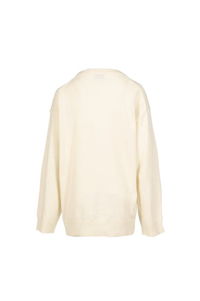 OVERSIZED GRAPHIC WOOL MIX SWEATER / EGRET