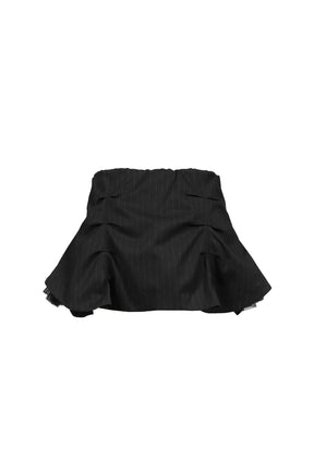 PLEATED MINI TULLE SKIRT PINSTRIPE BLACK / BLK