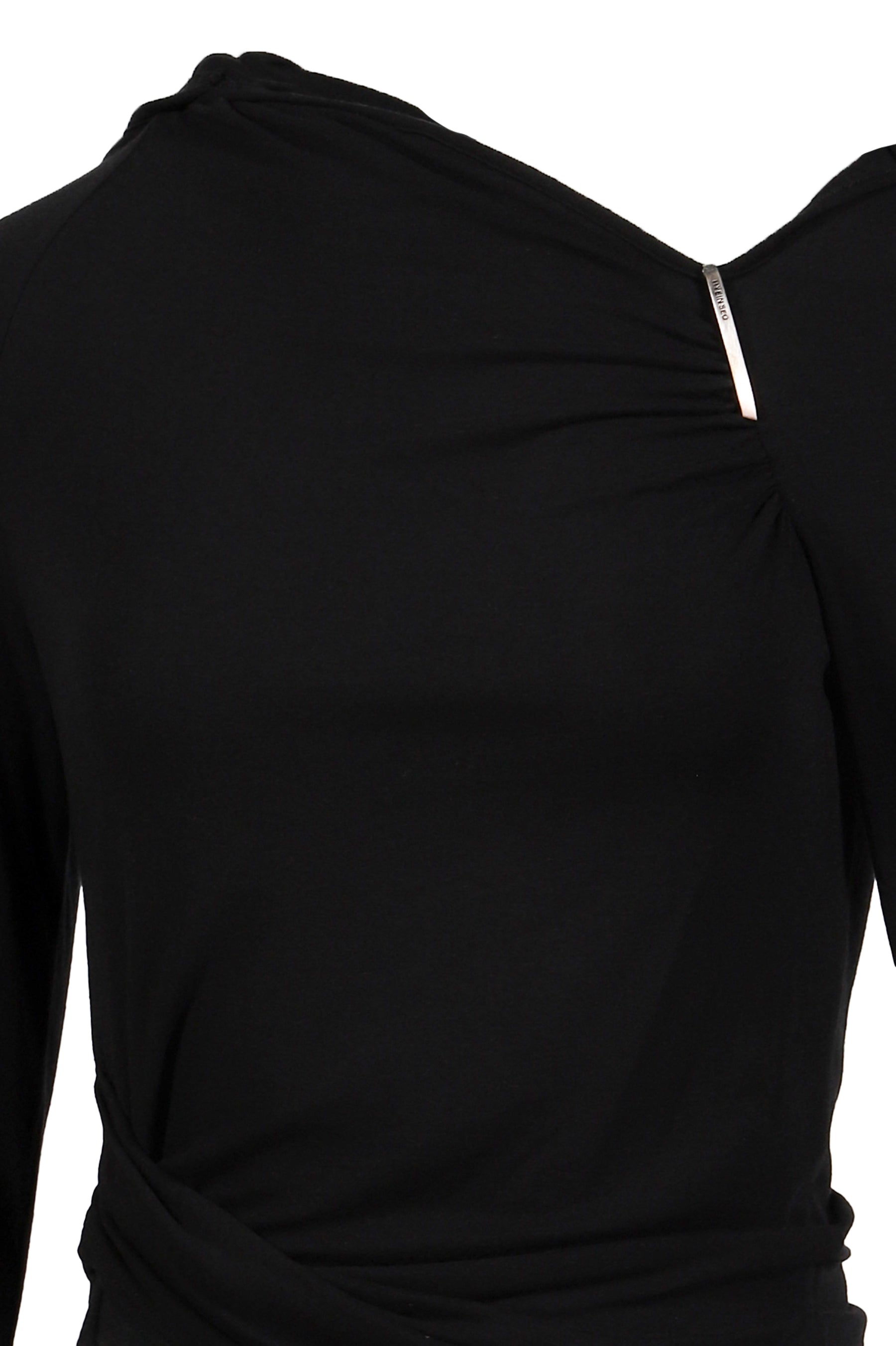 HOODED SHIRRING TOP / BLK