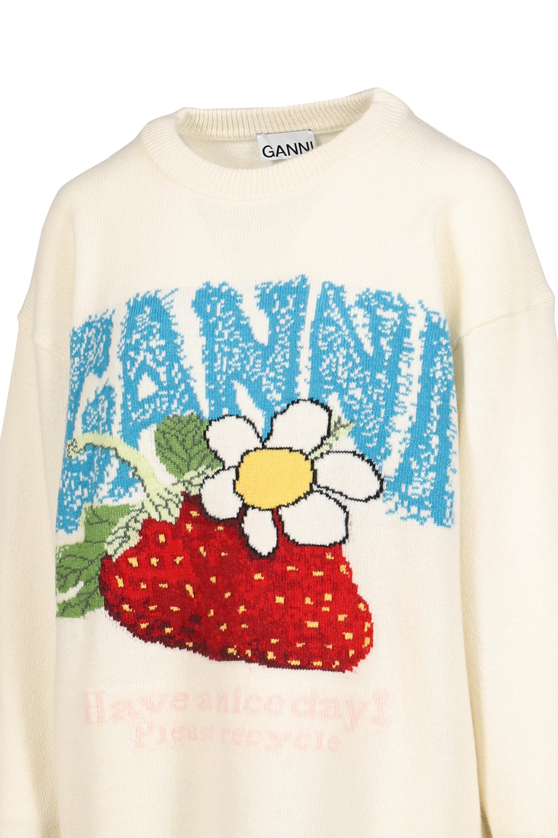 OVERSIZED GRAPHIC WOOL MIX SWEATER / EGRET