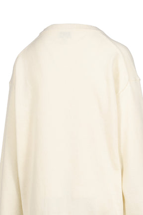 OVERSIZED GRAPHIC WOOL MIX SWEATER / EGRET