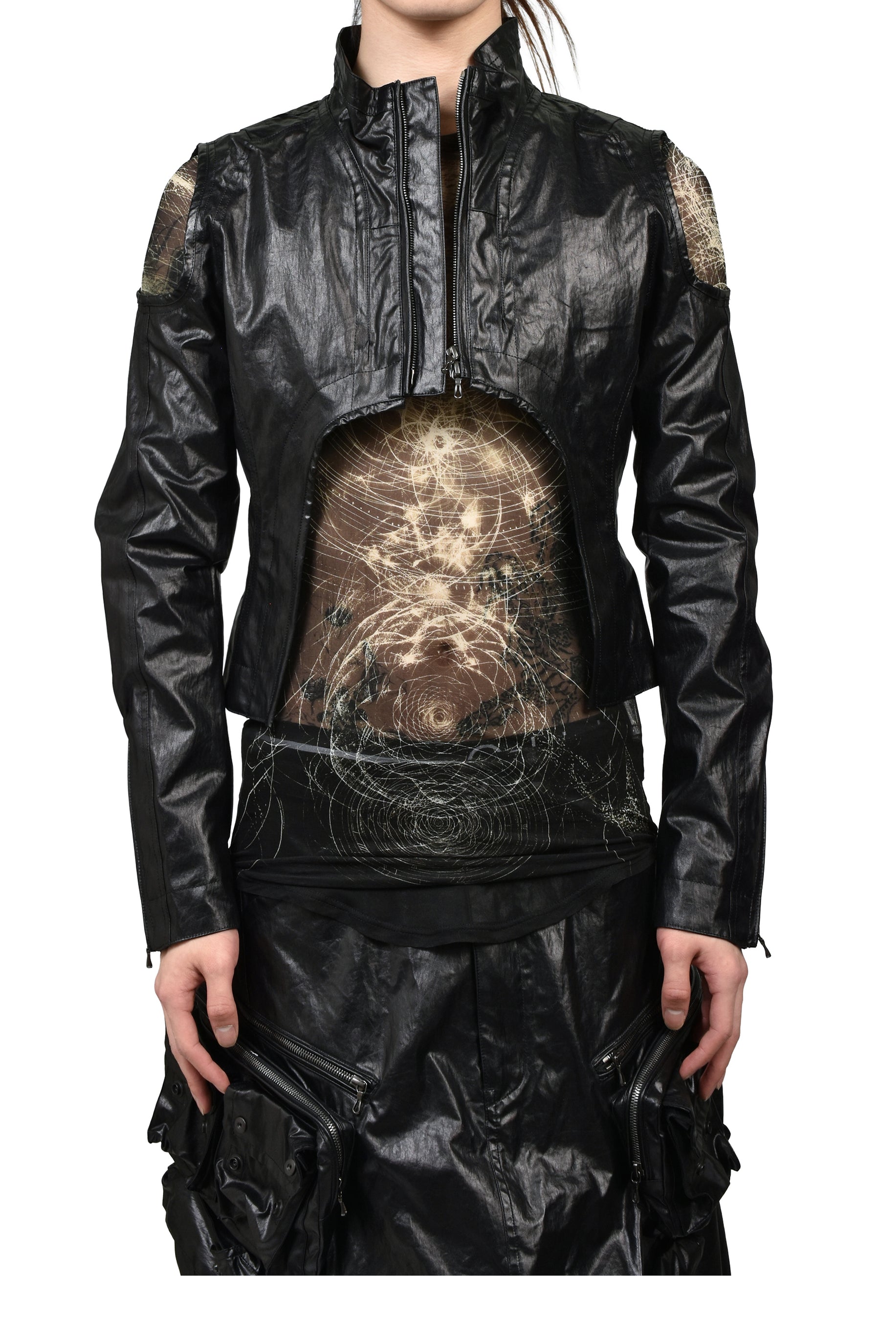 LAMINATED CLOTH JACKETS / BLK