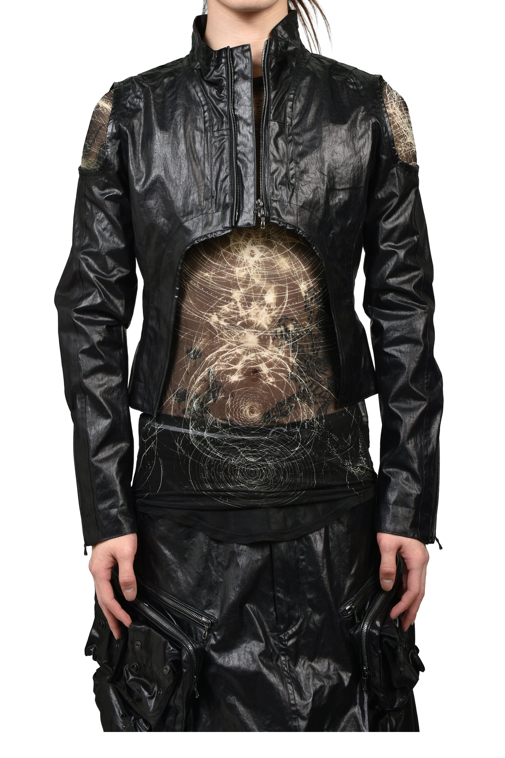 LAMINATED CLOTH JACKETS / BLK