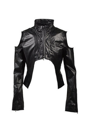 LAMINATED CLOTH JACKETS / BLK