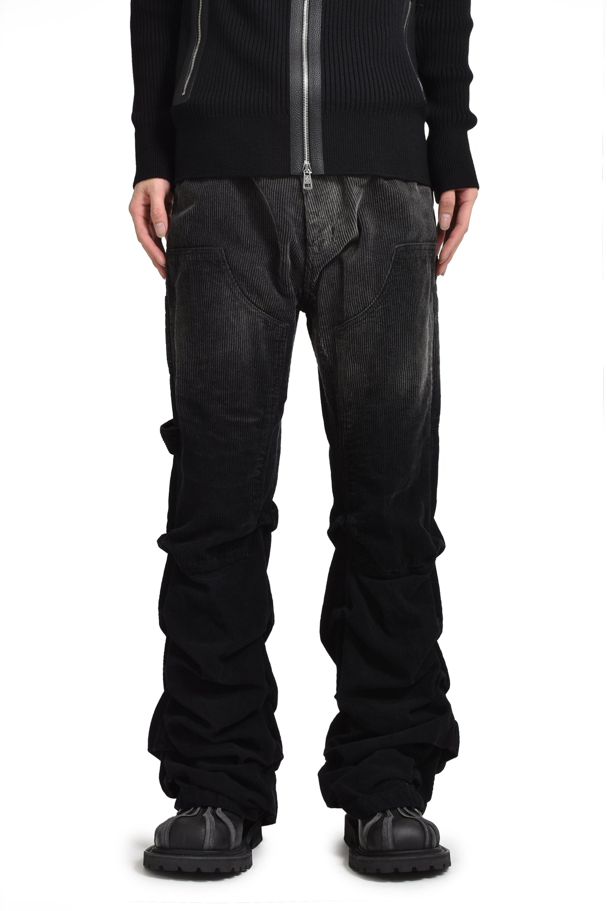 WASHED AND WRINKLED CORDUROY PANTS / BLK