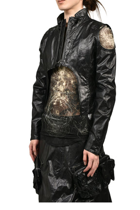 LAMINATED CLOTH JACKETS / BLK