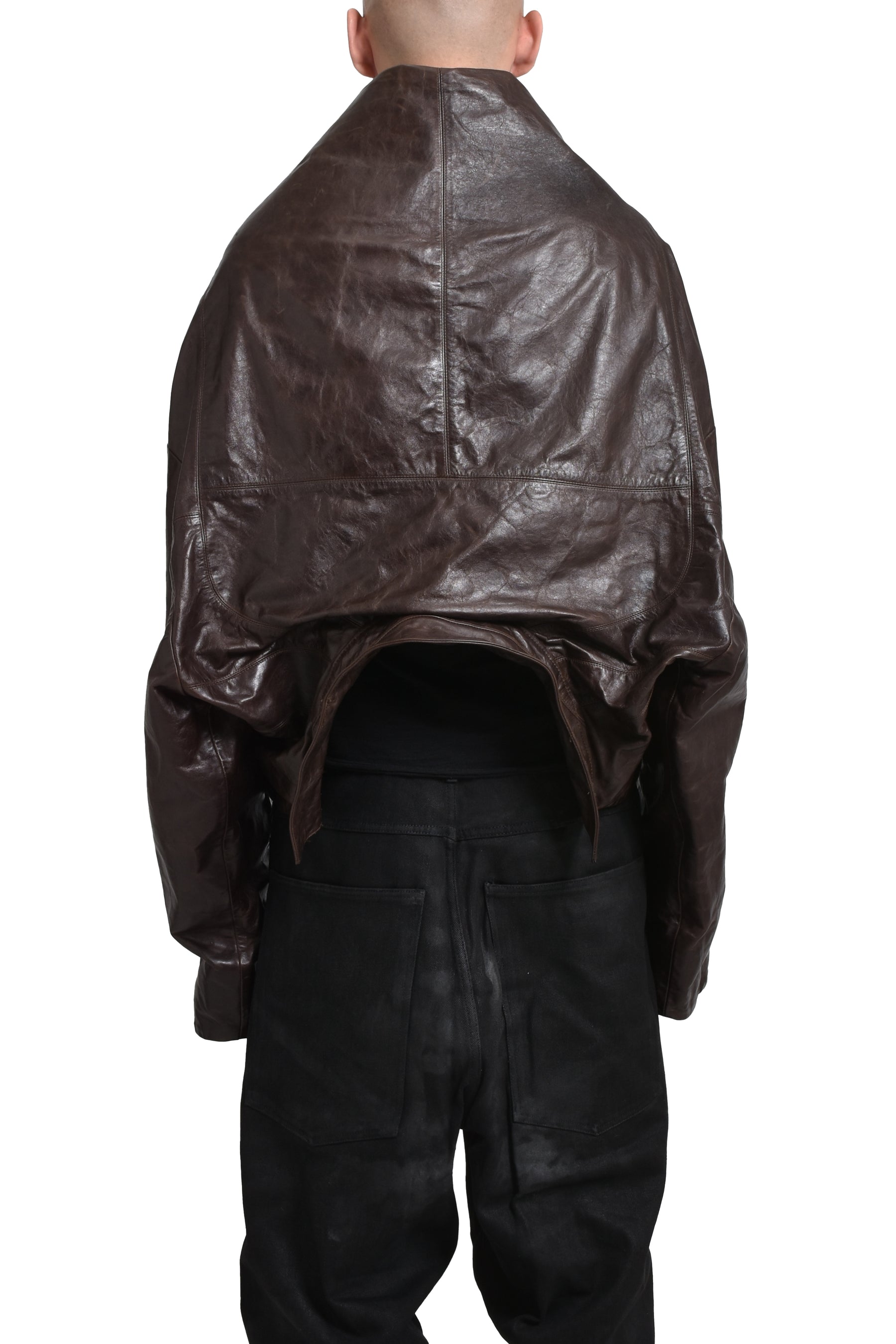 FLIPPED LEATHER JACKET / BLK