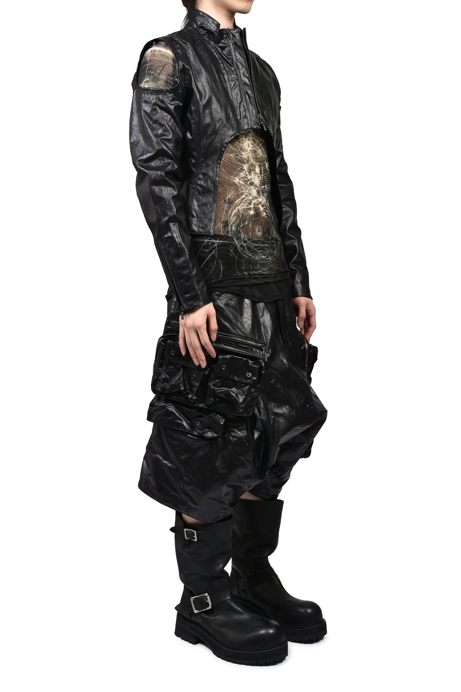 LAMINATED CLOTH JACKETS / BLK