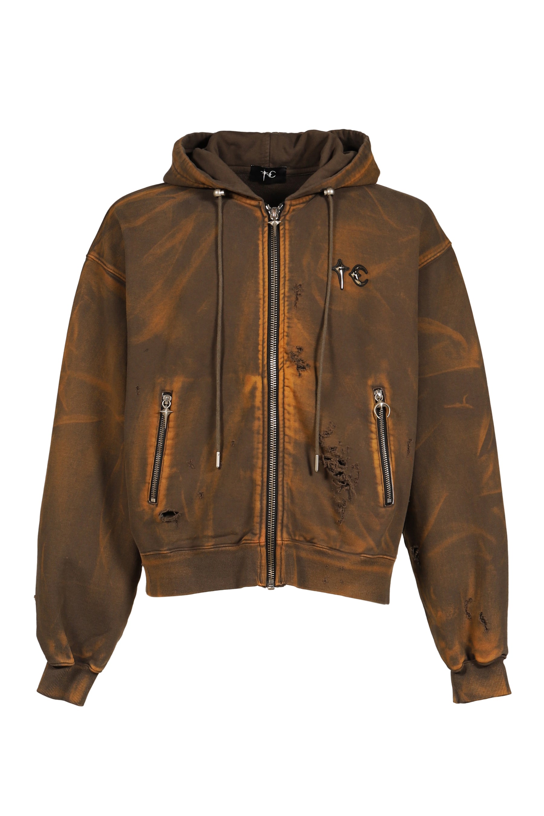 Thug Club サグクラブ SS26 TC TWO TONE WASHED ZIP-UP HOODIE / OLV Thug Club サグクラブ SS26 TC TWO TONE WASHED ZIP-UP HOODIE / OLV