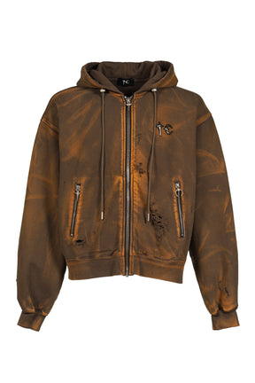 TC TWO TONE WASHED ZIP-UP HOODIE / OLV