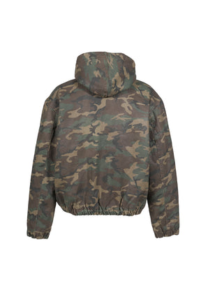 COATED SHERPA LINING HOODIE / CAMO