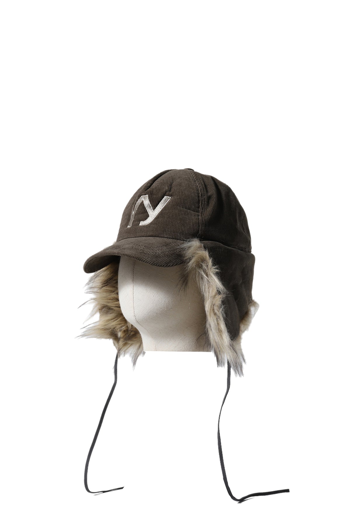 FAUX FUR CORDUROY EARFLAP CAP / KHAKI