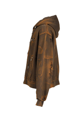TC TWO TONE WASHED ZIP-UP HOODIE / OLV