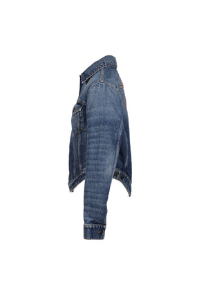 DENIM JACKET WITH WAVY WAISTBAND AND JPG PRINT DETAILS / DARKVINTAGEBLUE ROUGE