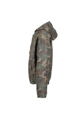 COATED SHERPA LINING HOODIE / CAMO