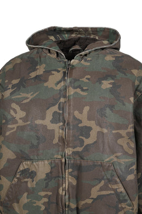 COATED SHERPA LINING HOODIE / CAMO