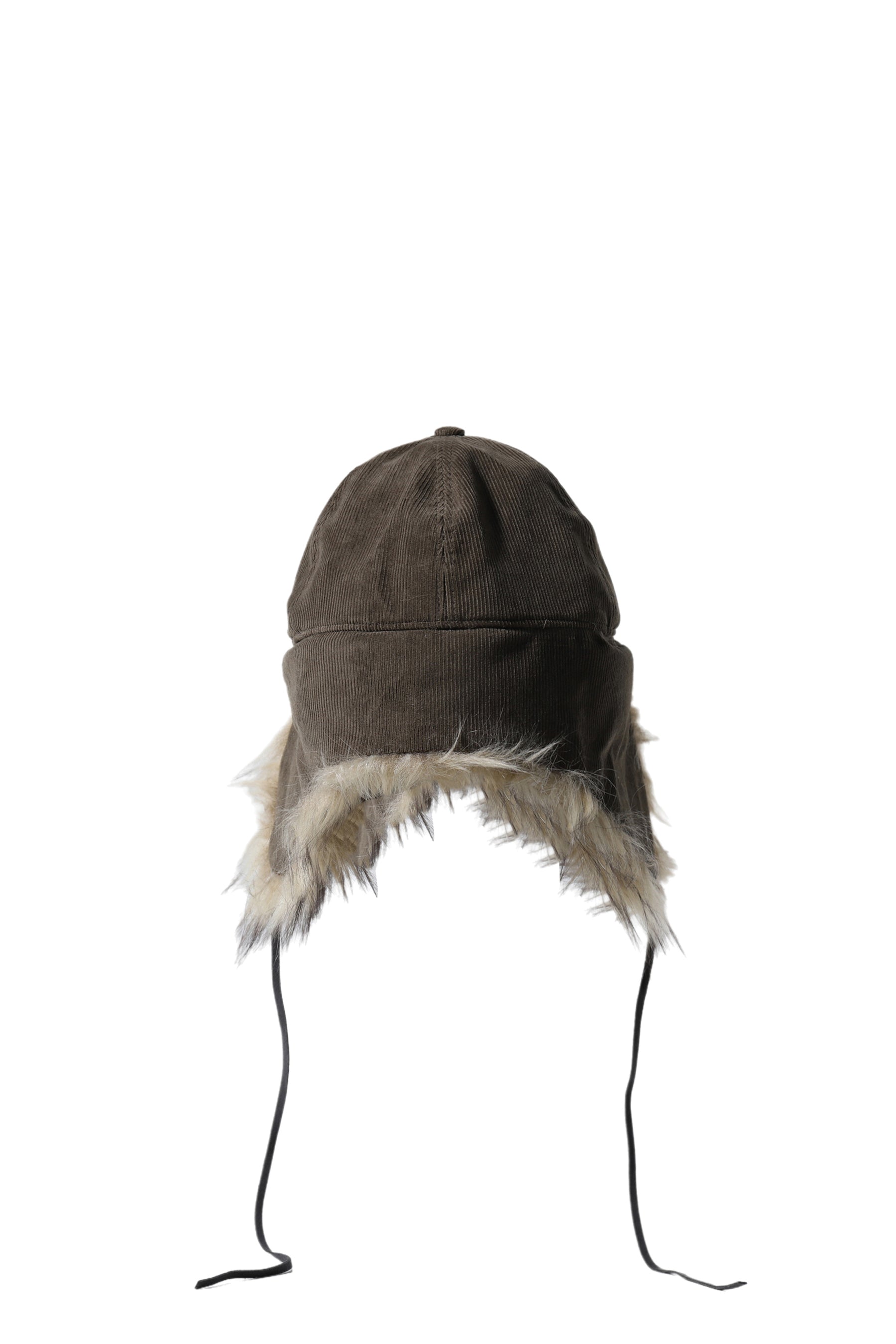 FAUX FUR CORDUROY EARFLAP CAP / KHAKI